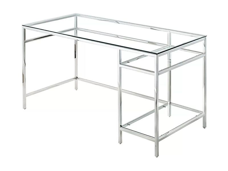 Schreibtisch mit 2 Ablagen - Glas & Stahl - Silberfarbe - TIZIO von Pascal günstig online kaufen