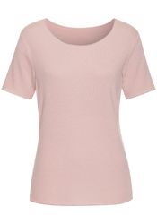 LASCANA Rundhalsshirt "mit feiner Glitzereinfassung" aus weichem Viskose-Fe günstig online kaufen