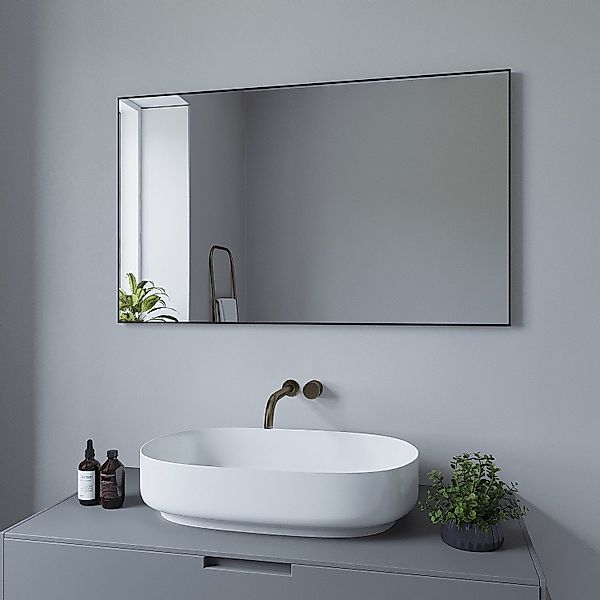 AQUALAVOS Wandspiegel Wandspiegel Schwarz Metall Badezimmer günstig online kaufen