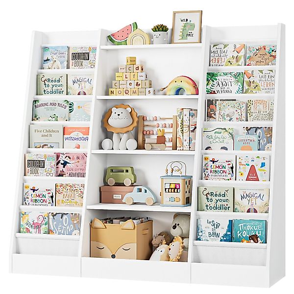Homfa Bücherregal, Kinderregal mit 14 Ablagen Kinderbücherregal 129x120x35 günstig online kaufen