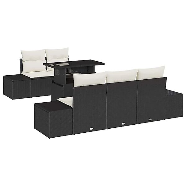 vidaXL Sofa Set mit Kissen 6-Tlg Schwarz und Creme Poly-Rattan 3349093 günstig online kaufen