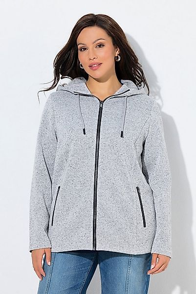 Ulla Popken Sweatjacke Strickfleece-Jacke Kapuze Reißverschlusstaschen günstig online kaufen
