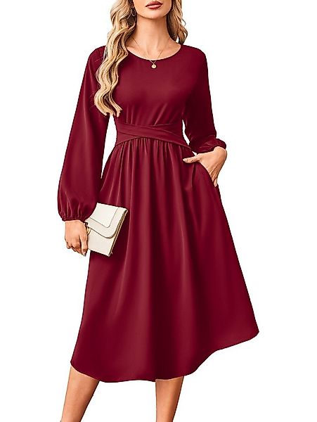 Beluring Midikleid Damen Midikleid 100% Polyester Langarm Taillenkleid für günstig online kaufen
