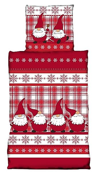 One Home Bettwäsche Wichtel, Fleece, 4 teilig, kariert und Weihnachten günstig online kaufen