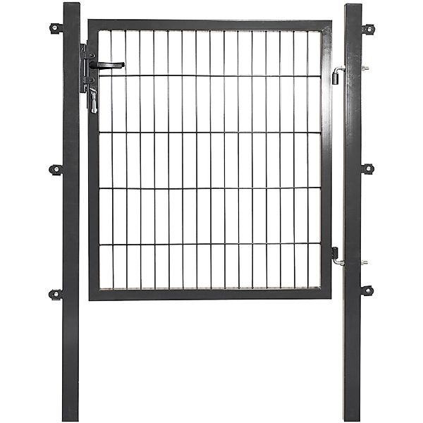 Solid Einzeltor Stahl Anthrazit mit Füllung für Doppelstabmatte 100 cm x 10 günstig online kaufen