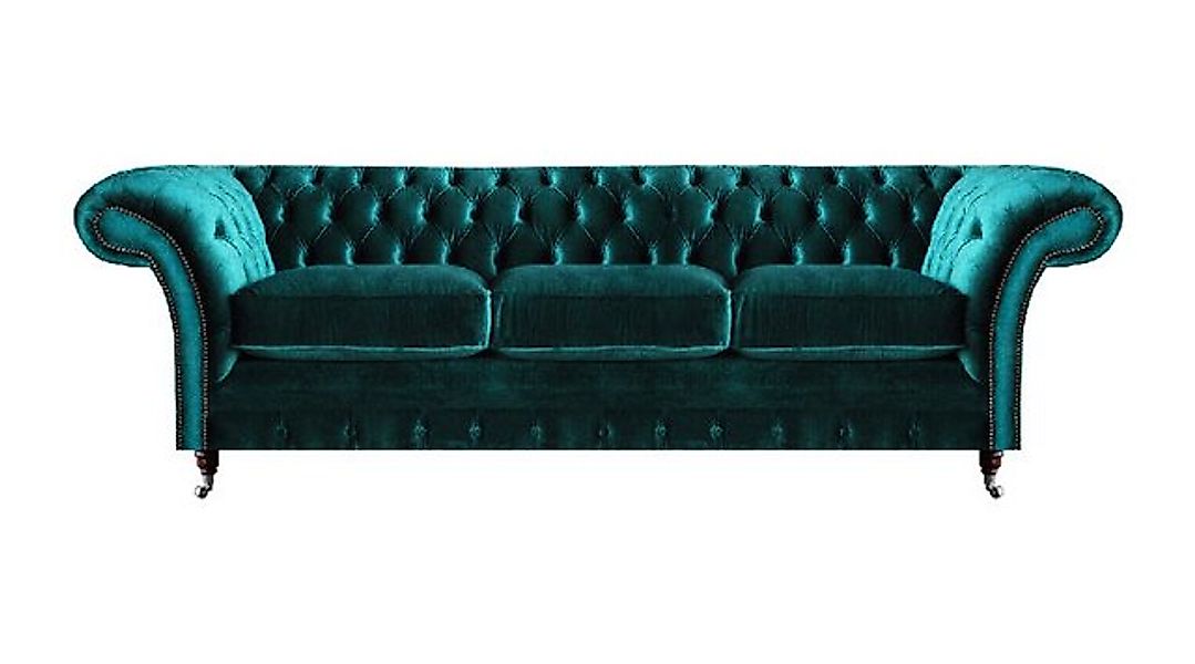 Xlmoebel Chesterfield-Sofa Dreisitzer Stoffsofa in Grün für das Wohnzimmer, günstig online kaufen