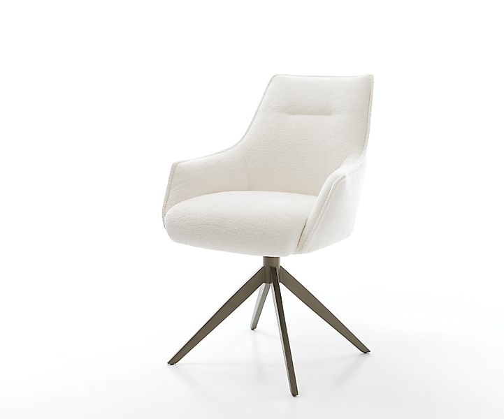 Drehstuhl Alja-Flex mit Armlehnen Bouclé Soft Beige Kreuzgestell breit Effe günstig online kaufen