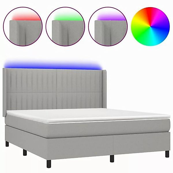 vidaXL Boxspringbett Boxspringbett mit Matratze LED Hellgrau 160x200 cm Sto günstig online kaufen