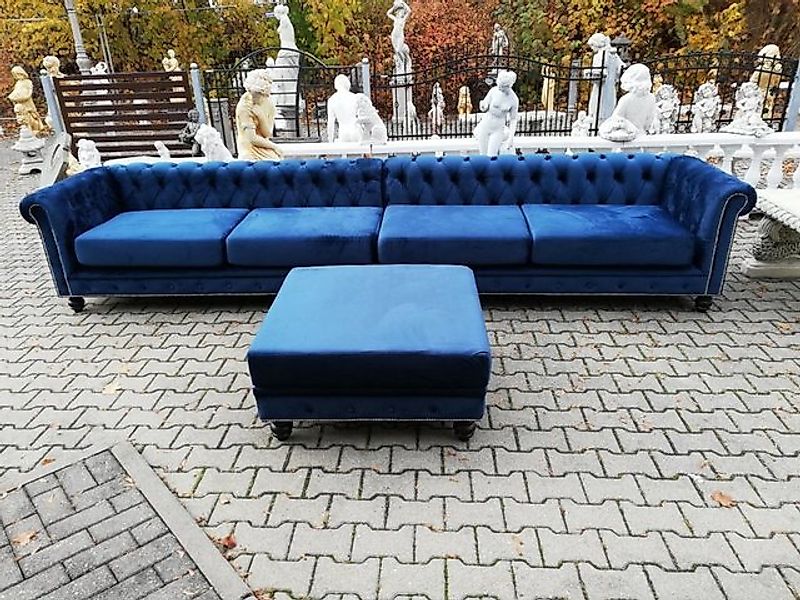 JVmoebel Big-Sofa, Desiger Chesterfield Sofagarnitur Textil Blau 4 m XXL+ H günstig online kaufen