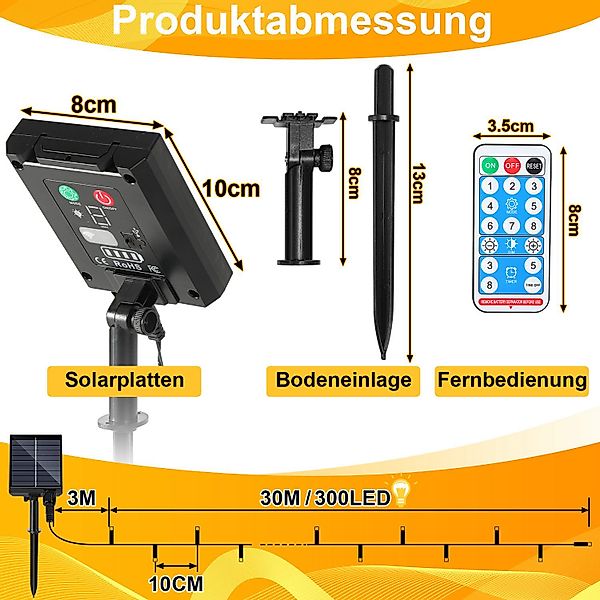 Clanmacy LED-Lichterkette 30M 300 LED Solar günstig online kaufen