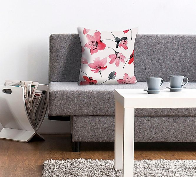 queence Dekokissen "Leonie" mit Blüten, Kissenhülle ohne Füllung, 1 Stück günstig online kaufen