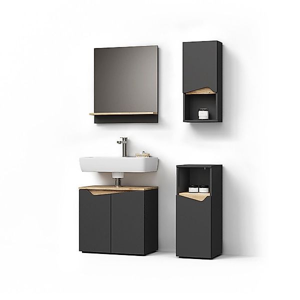 Livinity® Badmöbel-Set Timavo, Anthrazit/Artisan-Eiche, 4 Teile günstig online kaufen
