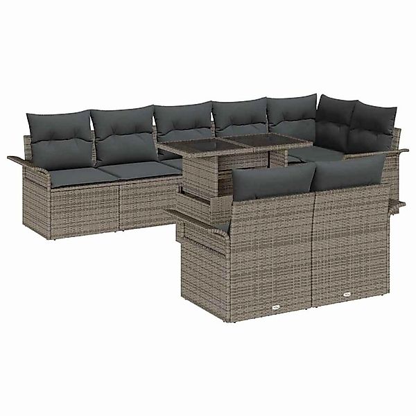 vidaXL Garten-Sofa-Set mit Kissen 9-Tlg Grau Poly Rattan 3348305 günstig online kaufen