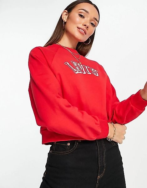 Levi's – Sweatshirt in Rot mit College-Logo und Rundhalsausschnitt günstig online kaufen