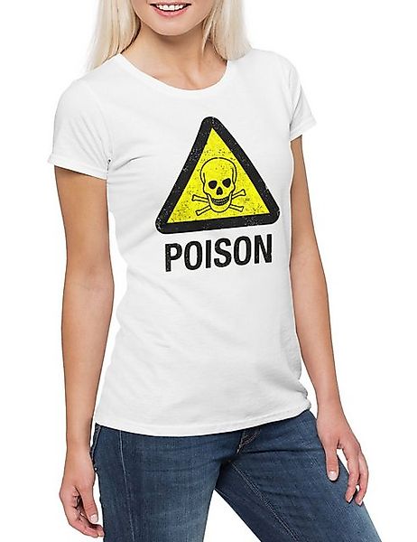 Urban Backwoods Print-Shirt Caution Poison Vintage Logo Sign Damen T-Shirt günstig online kaufen