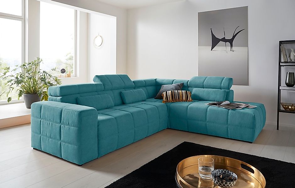DOMO collection Ecksofa "Brandon L-Form, auch in Leder", inklusive Kopfteil günstig online kaufen