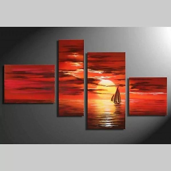 4 Leinwandbilder SONNENUNTERGANG (1) 120 x 70cm Handgemalt günstig online kaufen