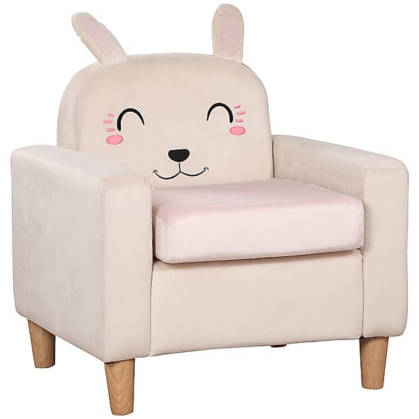 HOMCOM Kindersofa Samtoptik Chaiselongue mit Stauraum Creme Massivholz 53x4 günstig online kaufen