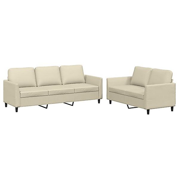 vidaXL Sofa 2-tlg. Sofagarnitur mit Kissen Creme Kunstleder günstig online kaufen