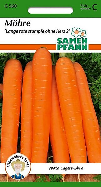 SAMEN PFANN Gemüsesamen Möhre, Lange rote Stumpfe ohne Herz 2 Möhren-Samen günstig online kaufen