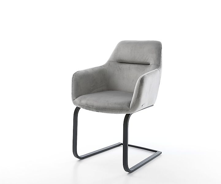 Freischwinger Pejo-Flex Samt Grau Freischwinger flach Schwarz Taschenfederk günstig online kaufen