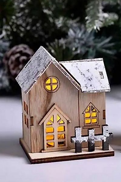 Stelby Weihnachtshaus Weihnachtshaus Holz mit LED Licht –Weihnachtsdeko Min günstig online kaufen