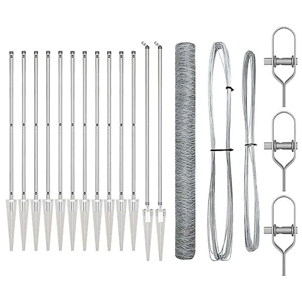 vidaXL Zaunpfosten Silber 25 x 1,5 m 36 mm Maschen Stahl 3353390 günstig online kaufen