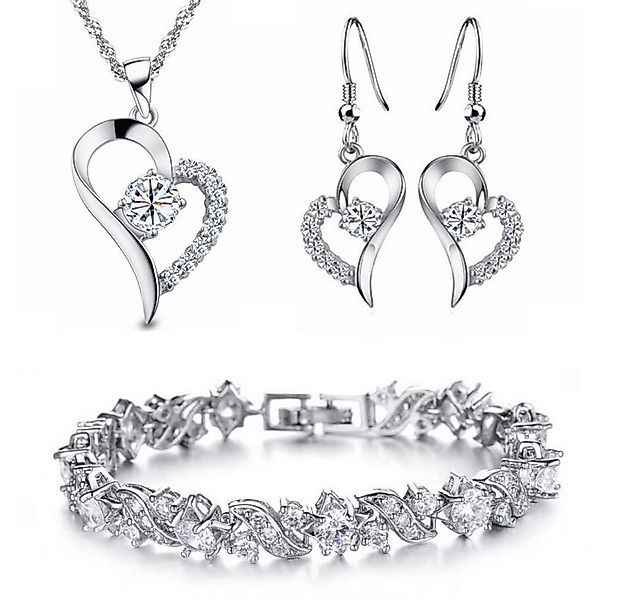 Kim Johanson Schmuckset Herz Silber (Set, 4-tlg), mit Halskette, Ohrringe u günstig online kaufen