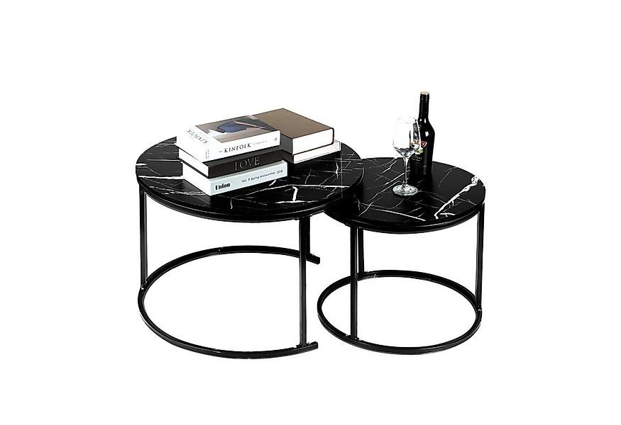 JEOBEST Couchtisch Wohnzimmertisch Runder Satztisch, Metallgestell Kaffeeti günstig online kaufen