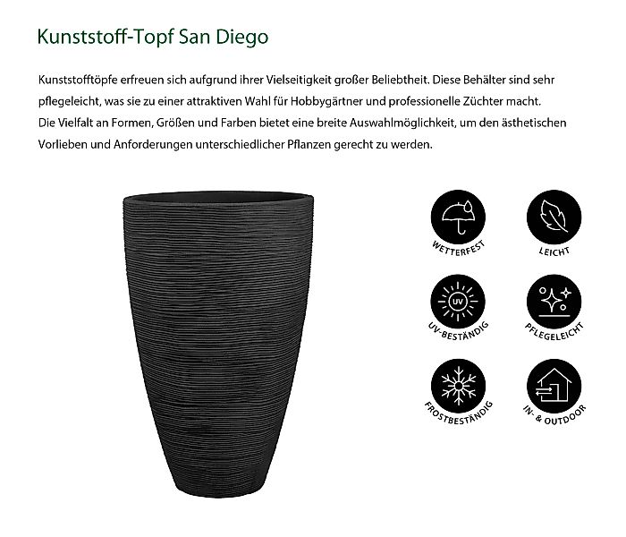 Dehner Blumentopf San Diego, versch. Größen, günstig online kaufen
