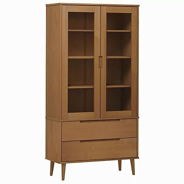 vidaXL Vitrine Vitrinenschrank MOLDE Braun 90x35x175 cm Massivholz Kiefer günstig online kaufen