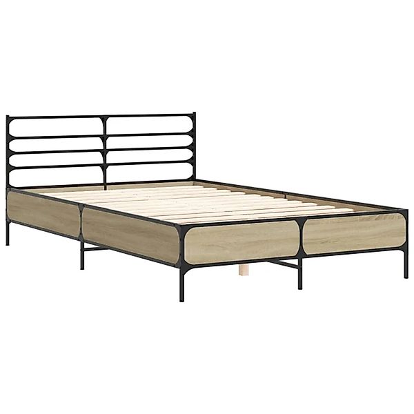 vidaXL Bettgestell Sonoma-Eiche 120x200 cm Holzwerkstoff und Metall 3280038 günstig online kaufen