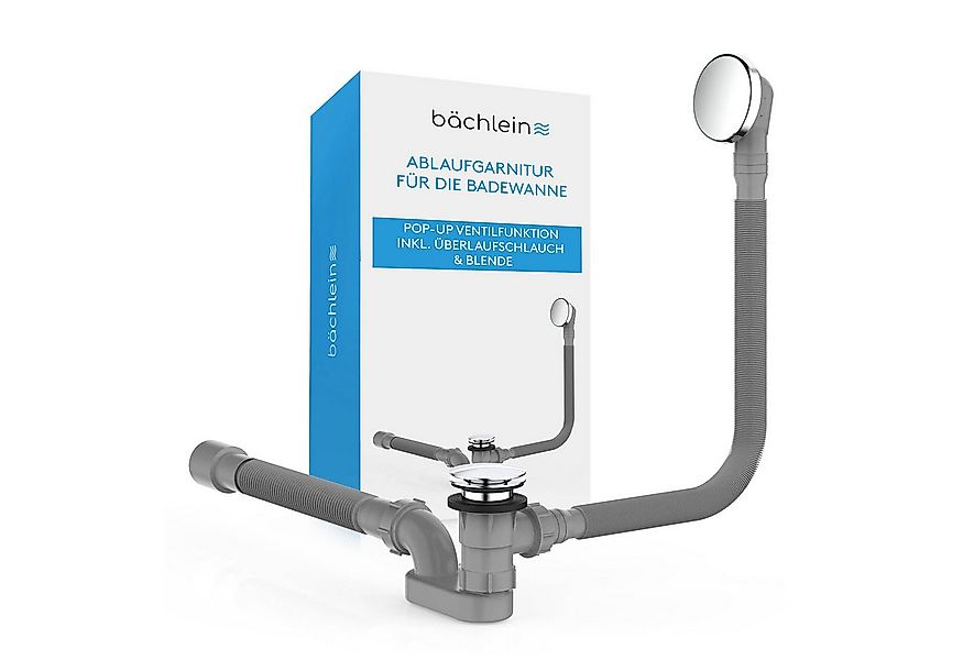 Bächlein Ablaufgarnitur Badewanne Pop-Up - mit Pop Up Funktion und Haarsieb günstig online kaufen