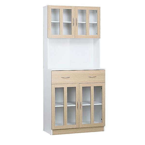 HOMCOM Küchenschrank 180 cm Küchenbuffet Hochschrank mit Glastüren Geschirr günstig online kaufen