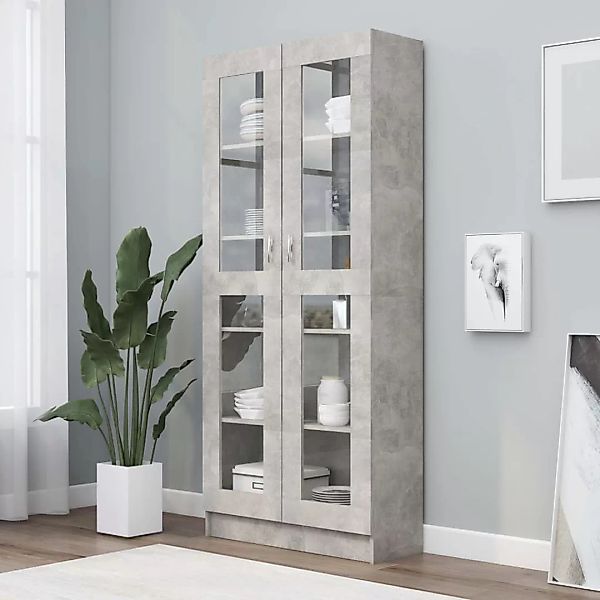 Vitrinenschrank Betongrau 82,5x30,5x185,5 Cm Spanplatte günstig online kaufen
