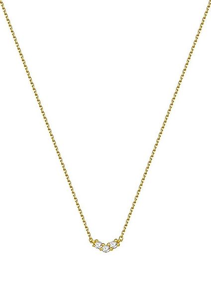 Dear Me Goldkette Damen 585 Gold Kette Trio Zirkonia, 14K Massivgold Halske günstig online kaufen