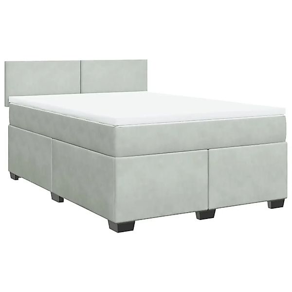 vidaXL Boxspringbett mit Matratze Hellgrau 140x200 cm Samt 3288624 günstig online kaufen