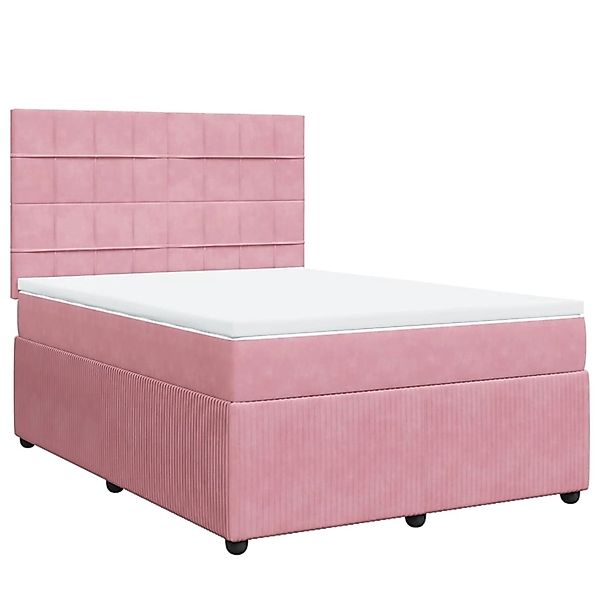 vidaXL Boxspringbett mit Matratze Rosa 160x200 cm Samt2106643 günstig online kaufen