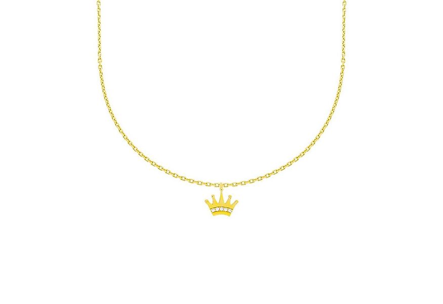 Stella-Jewellery Collier 585er Gelbgold Collierkette mit Krone Zirkonia, Co günstig online kaufen