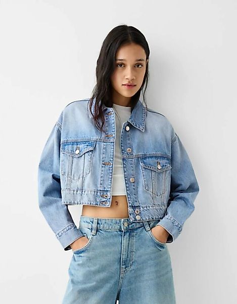 Bershka Cropped-Jeansjacke Damen Xs Ausgewaschenes Blau günstig online kaufen