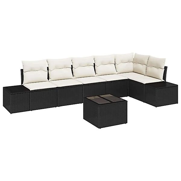 vidaXL Gartensofa-Set mit Speicher Braun und Creme Poly-Rattan 3355756 günstig online kaufen