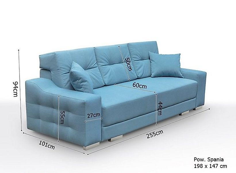 Siblo 3-Sitzer Elegantes Dreisitzer Sofa Malvina mit Schlaffunktion günstig online kaufen