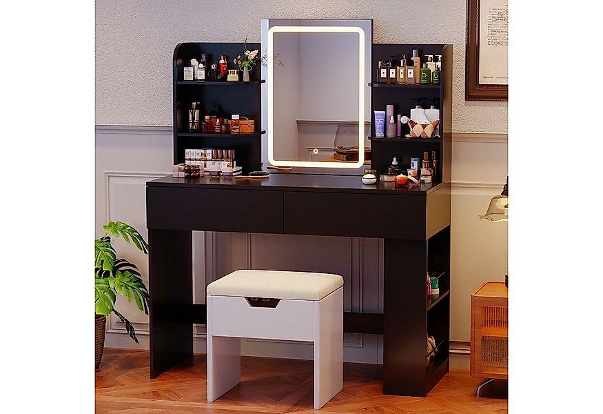 HOMALL Schminktisch mit Spiegel, LED-Beleuchtung, einstellbare Helligkeit, günstig online kaufen