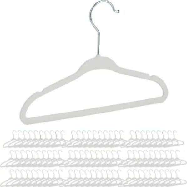 relaxdays 90 x Kinderkleiderbügel Samt weiß günstig online kaufen