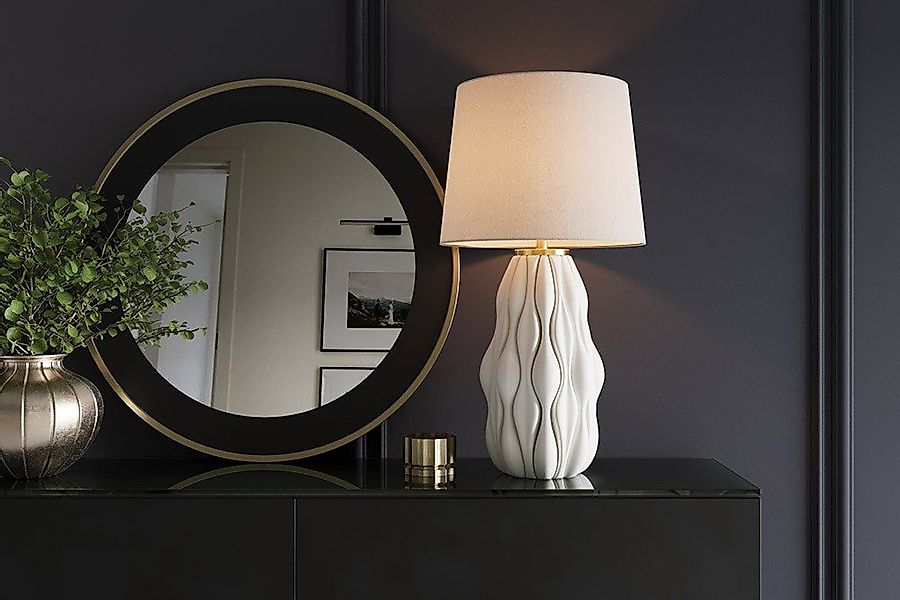 riess-ambiente Tischleuchte ELEGANCIA 65cm weiß/gold – Wohnaccessoire mit K günstig online kaufen