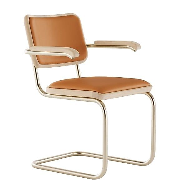 JS. THONET S 64 P NORDIC 02 | Eiche weiß pigmentiert | Leder burnt walnut | günstig online kaufen