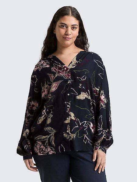 TOM TAILOR PLUS Langarmbluse Blusen & Shirts Plus Size - Loose Fit Bluse mi günstig online kaufen