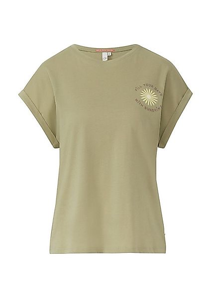 QS Kurzarmshirt T-Shirt Lockeres T- Shirt mit Ärmelaufschlag und Frontprint günstig online kaufen