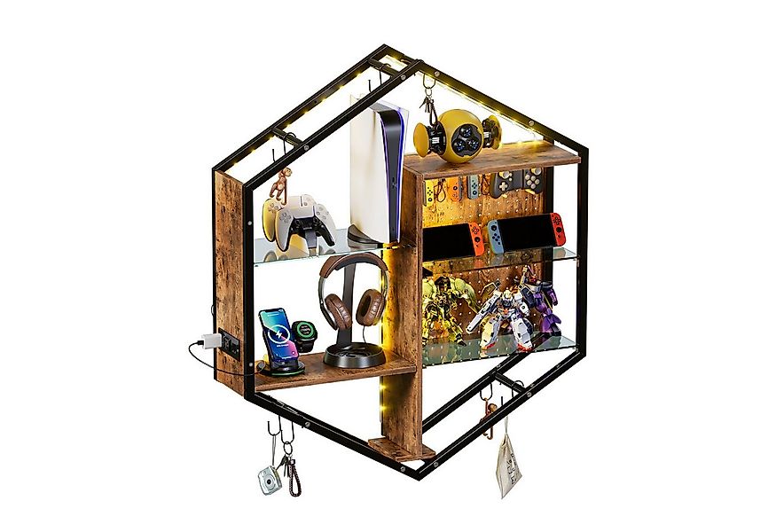 TWSOUL Wandregal Gaming Wandregal mit RGB LED-Beleuchtung,Höhenverstellbar, günstig online kaufen