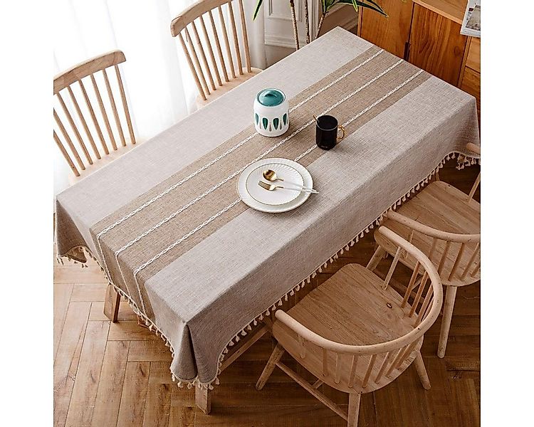 BYSURE Tischdecke (1-tlg), Tischdecke aus Baumwolle Leinen, Stickerei günstig online kaufen